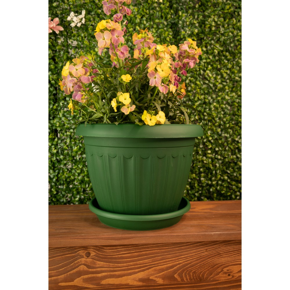 Plant Pots Saucers Round Green